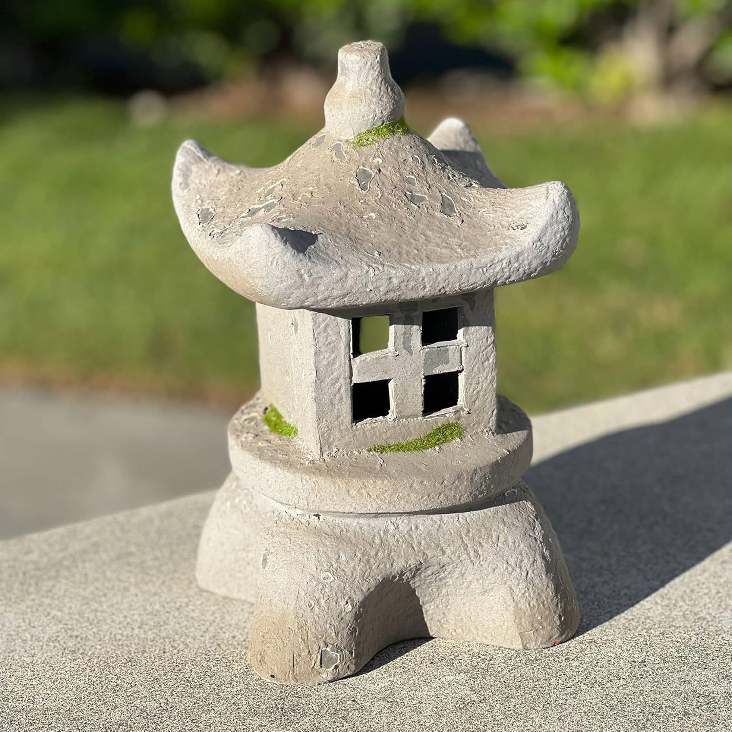 Galt International Pagoda Lantern Solar Garden Statue 11 H - Asian Décor Garden Patio Porch Yard Décor Stone Finish