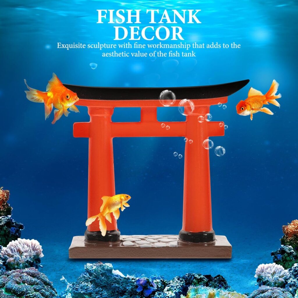 HANABASS Japanese Torii Gate Miniature Shrine Fairy Garden Decor Zen Garden Japan Torii Gate Bridge Landscape Ornament for Aquarium Fish Tank Decor