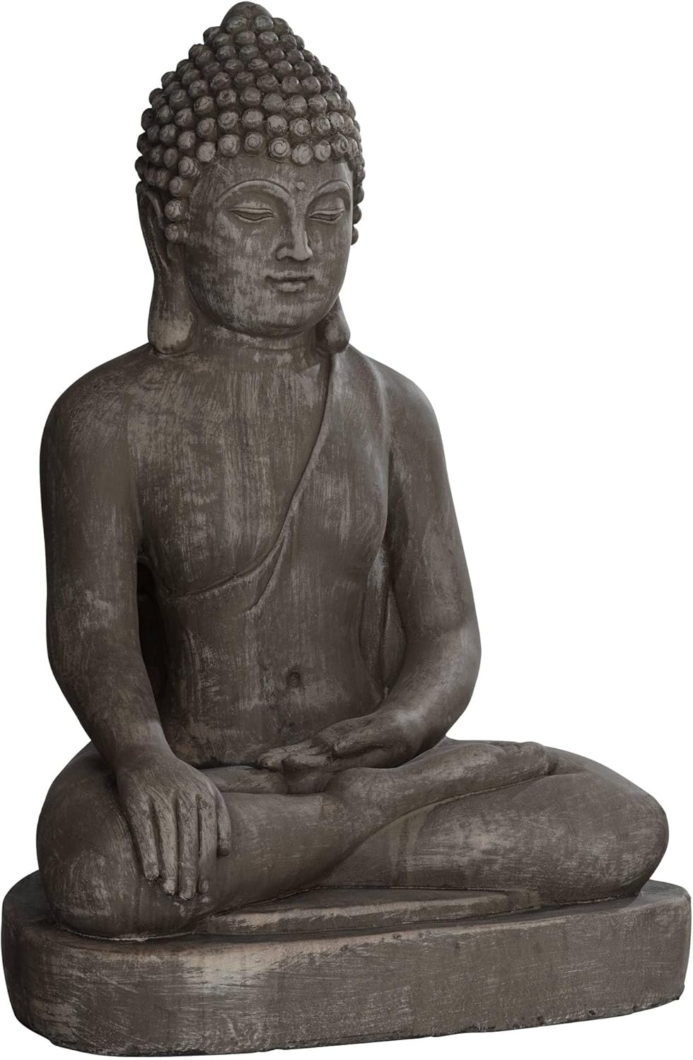 John Timberland Sitting Buddha Statue Sculpture Zen Asian Japanese Garden Decor Outdoor Front Porch Patio Yard Outside Home Balcony House Exterior Weathered Light Sandstone Finish 29 1/2 Tall