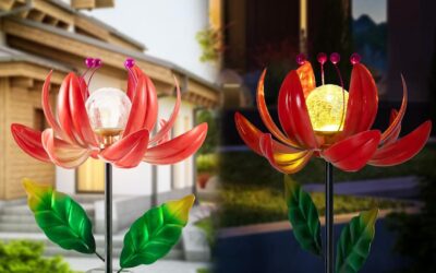 Solar Garden Lights Metal Flower Decor Review