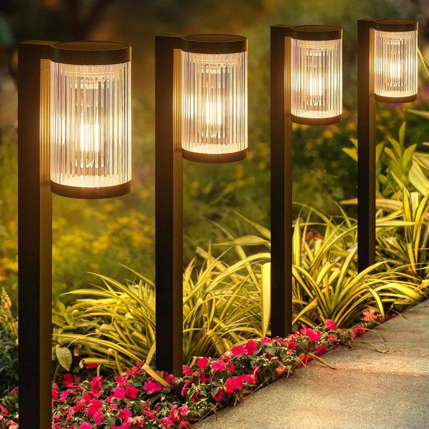 Solar Pathway Lights Outdoor, 6 Pack Upgraded Outdoor Solar Lights for Outside Super Bright Up to 12Hrs, IP65 Waterproof Solar Garden Lights for Yard Landscape Path Walkway Decoration