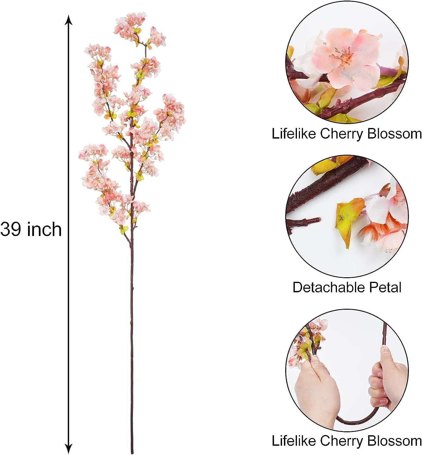 Artflower 8 Pack 47.2Ft Pink Cherry Blossom Flower Garland Japanese Cherry Blossom Flowers Decor Spring Floral Garland Decorations for Wedding Garden Arch Wall Home Party