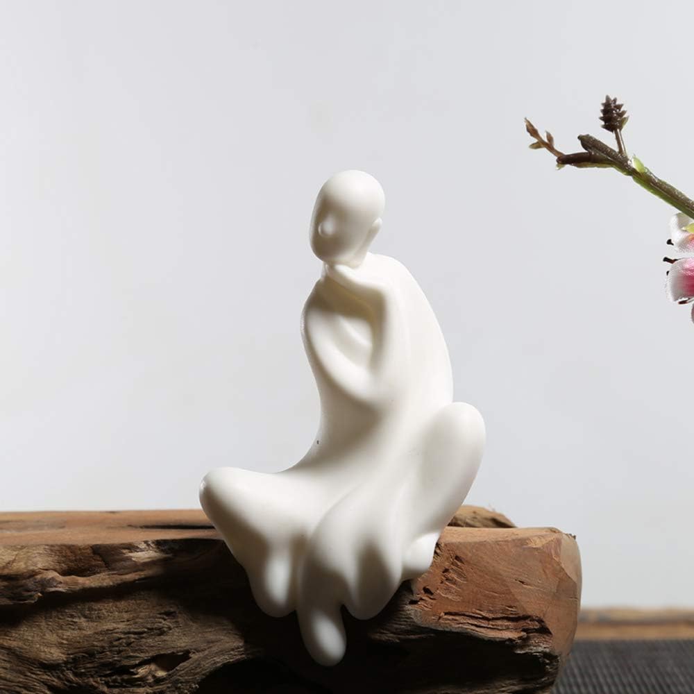 KJYHXX White Ceramic Little Monk Furniture Handmade Home Deco Creative Gift (Zen)