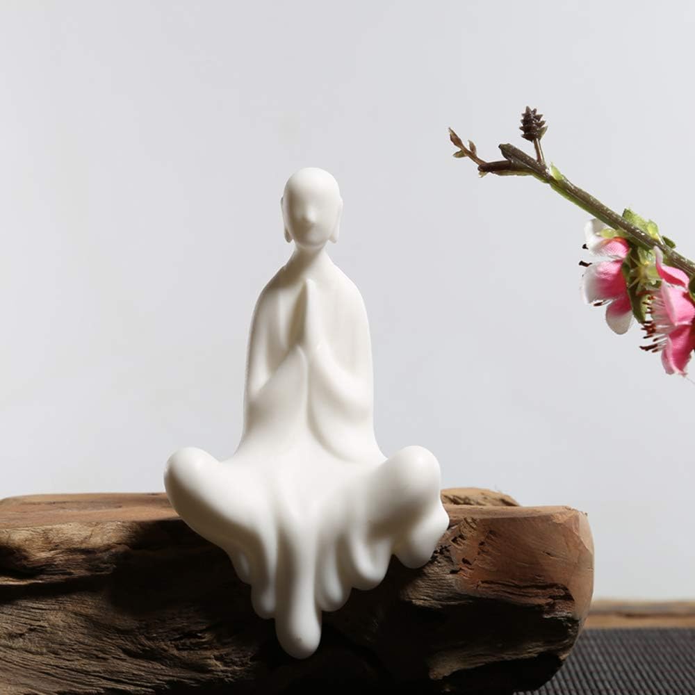 KJYHXX White Ceramic Little Monk Furniture Handmade Home Deco Creative Gift (Zen)