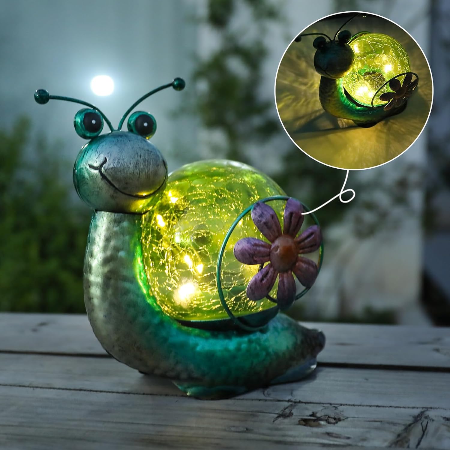 MUMTOP Solar Lantern Outdoor Waterproof LED Solar Lights Snail Decorative Tabletop Lanterns for Patio Garden Table Decor