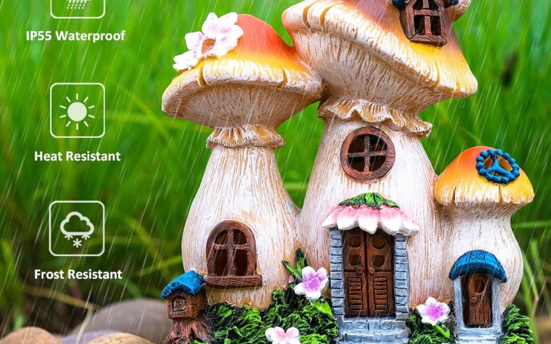 Solar Garden Statue Lights Mushroom Fairy House Figurine Review