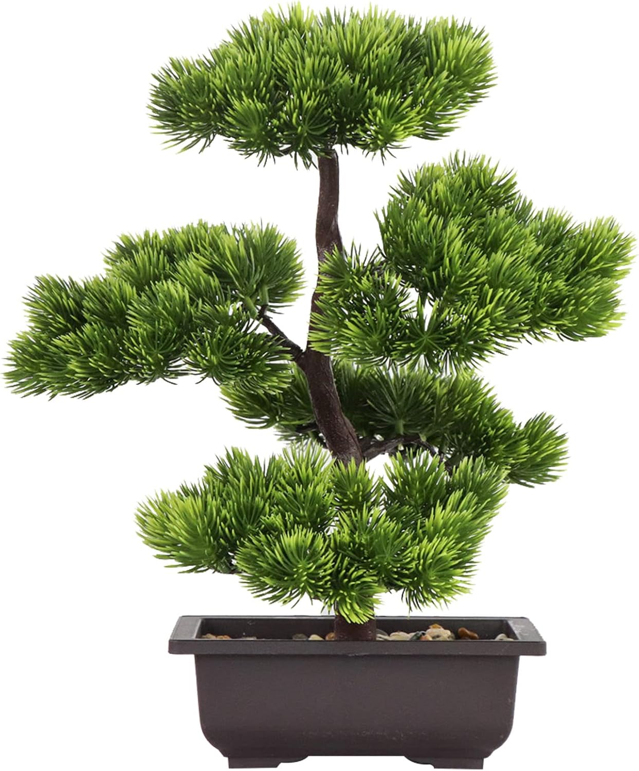 Artificial Bonsai Tree Fake Plant Decoration Potted Tree Small Faux House Plants Plastic Japanese Pine for Home Indoor Office Fairy Garden Windowsill Desktop Display Zen Decor