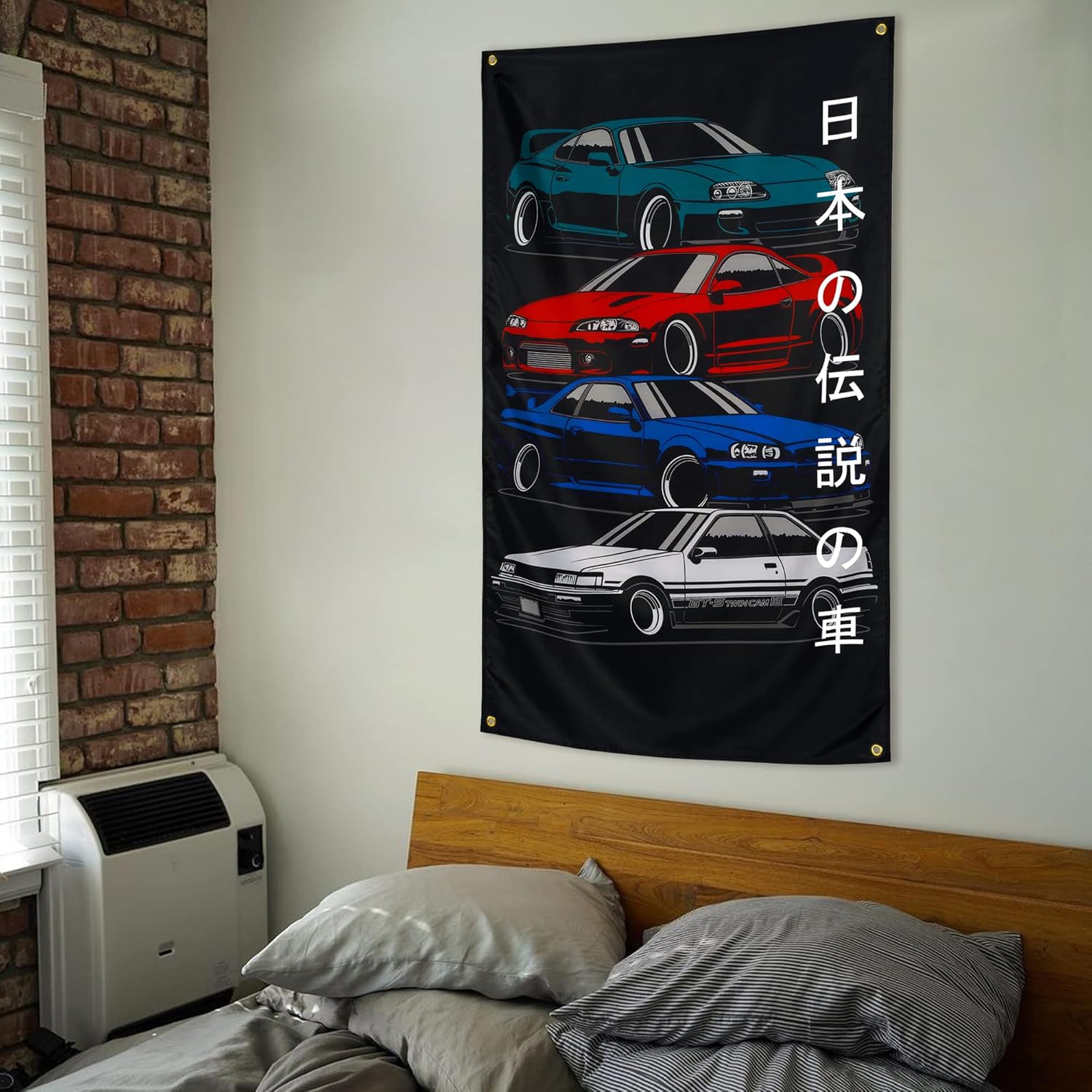 JDM Japanese Car GTR Flag 3x5 ft Fans Wall Tapestry Huge Garage Room Decor Heavy Duty 150D Polyester Wall Tapestry Poster Decor