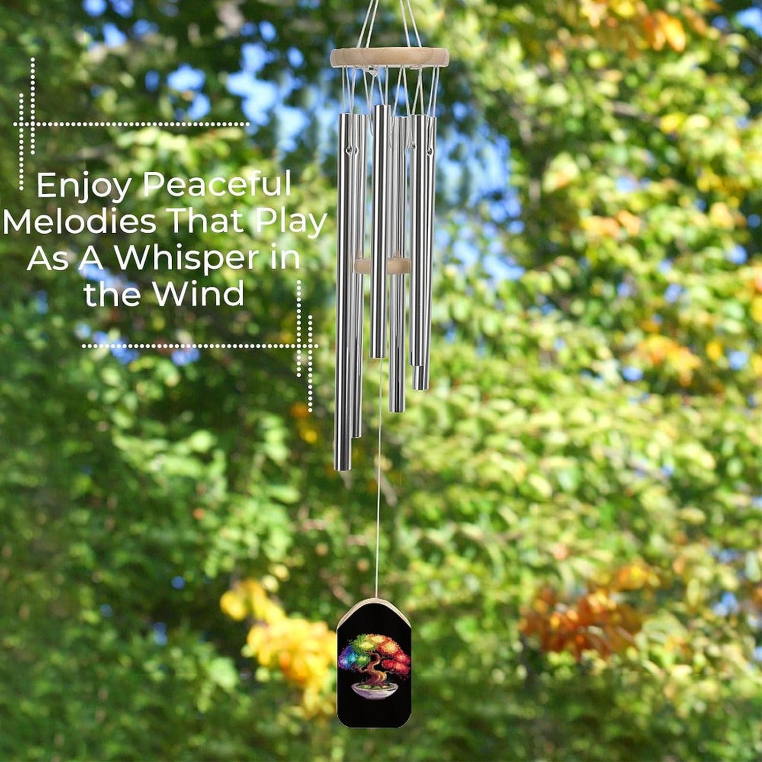 Yin and Yang Bonsai Japanese Aluminum Wind Chimes Memorial Windchimes Personalized Wind Bells for Outside Patio Home Garden Decor Gifts