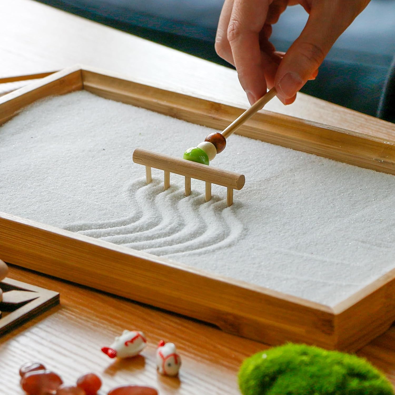 Mini Japanese Zen Garden Rake - Desktop Zen Garden Accessories Zen Garden Tools Kit Set Stamp for Desk Sand Zen Garden Decor for Home Office Mediation Relaxation Zen Gifts for Woman Lady Man Birthday