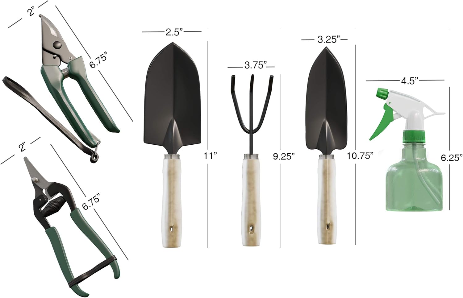 8-Piece Garden Hand Tool Set - Canvas Tote Gardening Tool Kit with Snip, Pruner, Rake, Trowel, Shovel, Spray Bottle, and Soft Wire Tie by Pure Garden