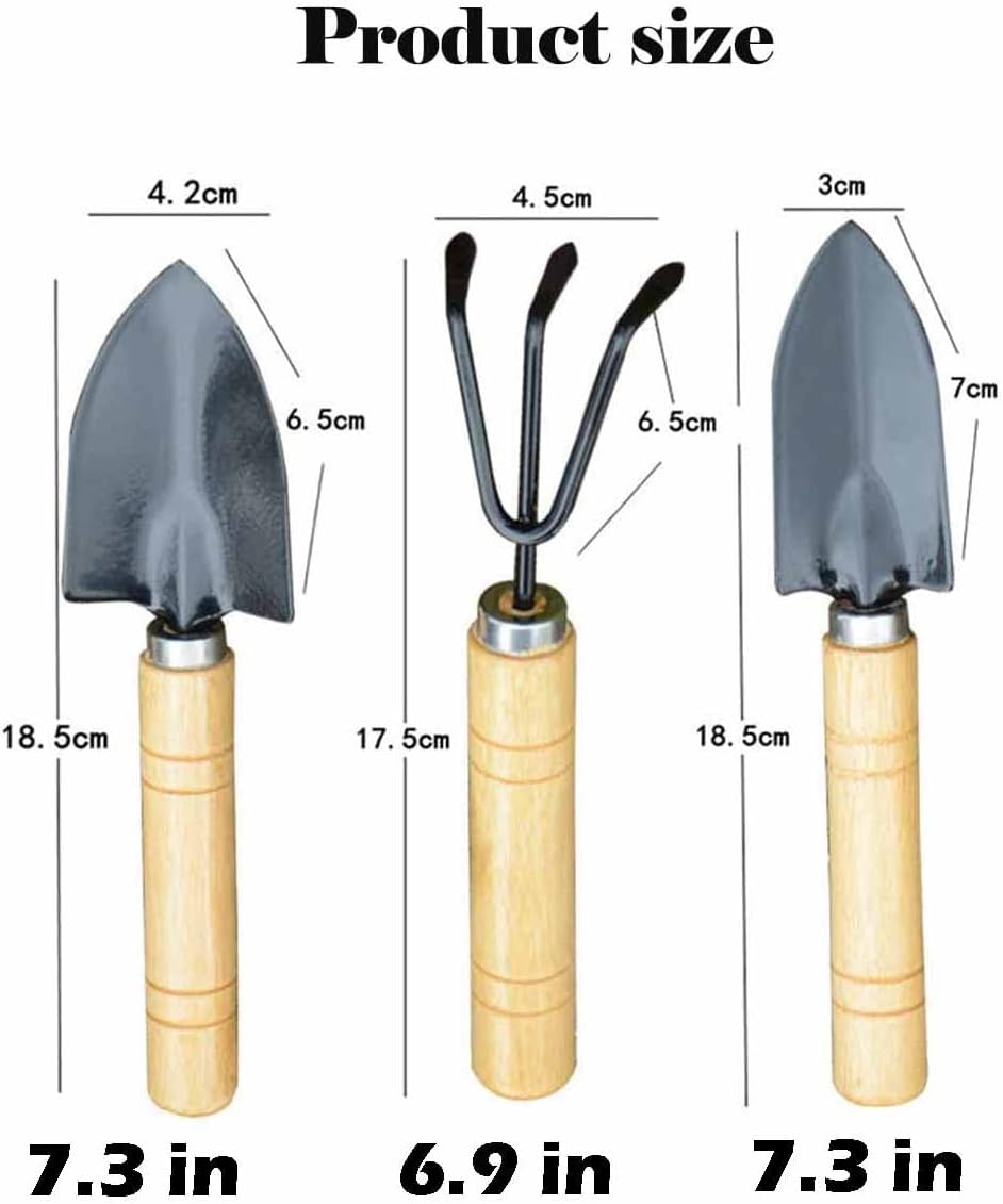 Garden Tools Set-Garden Trowel, Large Succulent Plant Transplant Trowel Set,3 Piece Large Premium Gardening Hand Kit,1 Narrow Shovel,1 Wide Shovel and 1 Garden rake Tools Set Gift for Mens and Womens